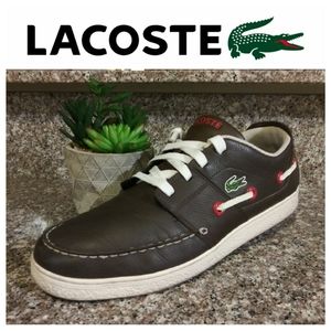Lacoste Walnut Leather Lace Up Loafer Sneakers
